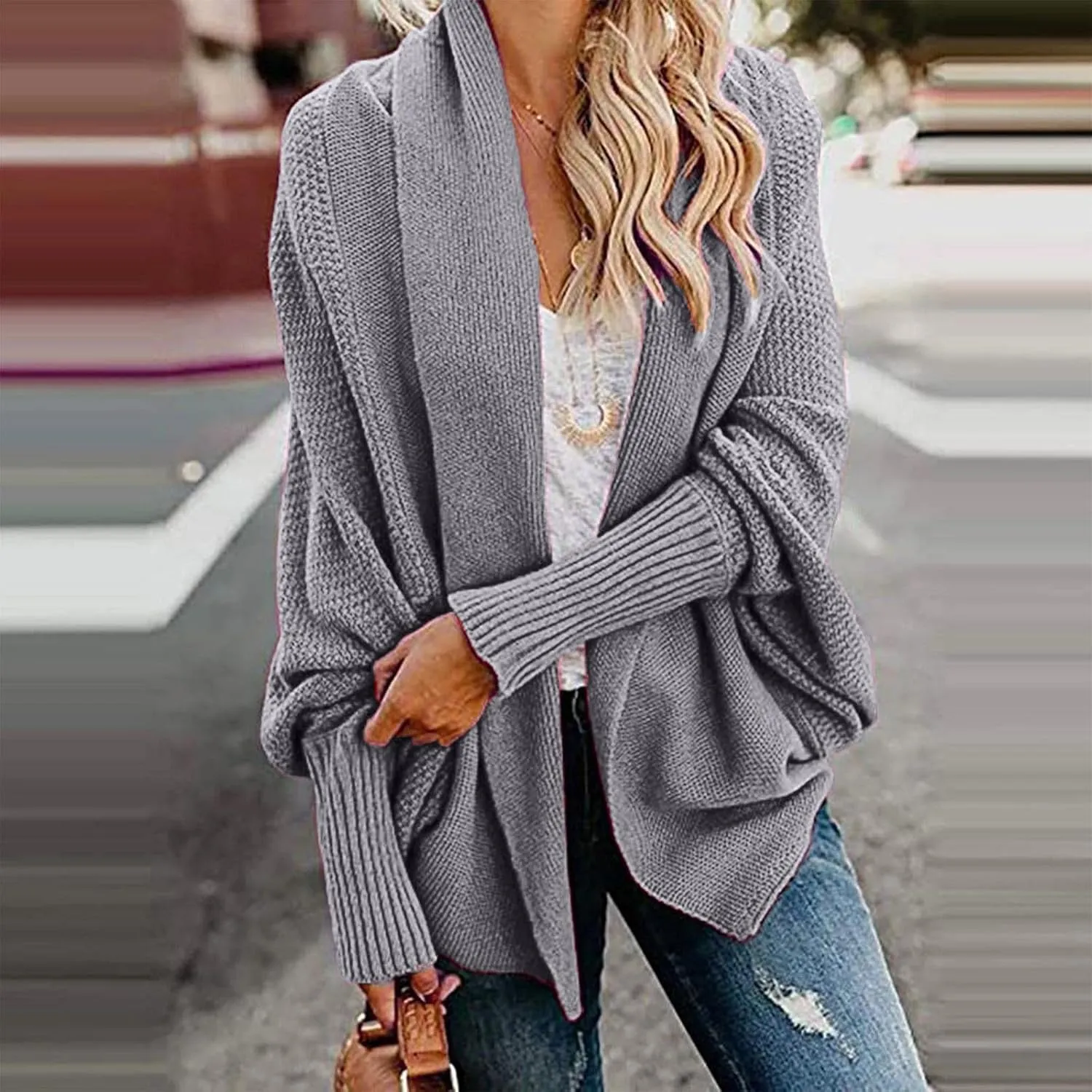 DDAPJ pyju Women's Cardigan Sweaters Oversized Chunky Knit Kimono Slouchy Wrap Open Front Fall Long Sleeve Outwear Coat