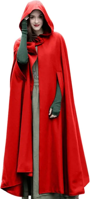 DDAPJ pyju Womens Hooded Open Front Cardigan Wool Blend Long Cape Coat Winter Casual Maxi Cloak Trench Coat Outwear Jacket