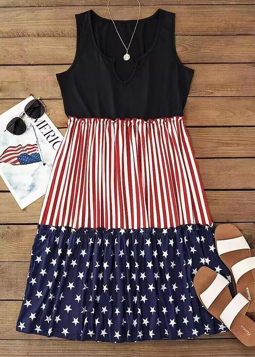 Ditsy Floral Color Block Ruffled Sleeveless Mini Dress Womens Casual Sleeveless Loose Flowy Swing Shift Summer Dress