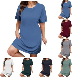 Dresses for Women 2025,Short Sleeve Crewneck Casual Spring Dress Trendy Loose Summer Dress Flowy Short Shift Dress