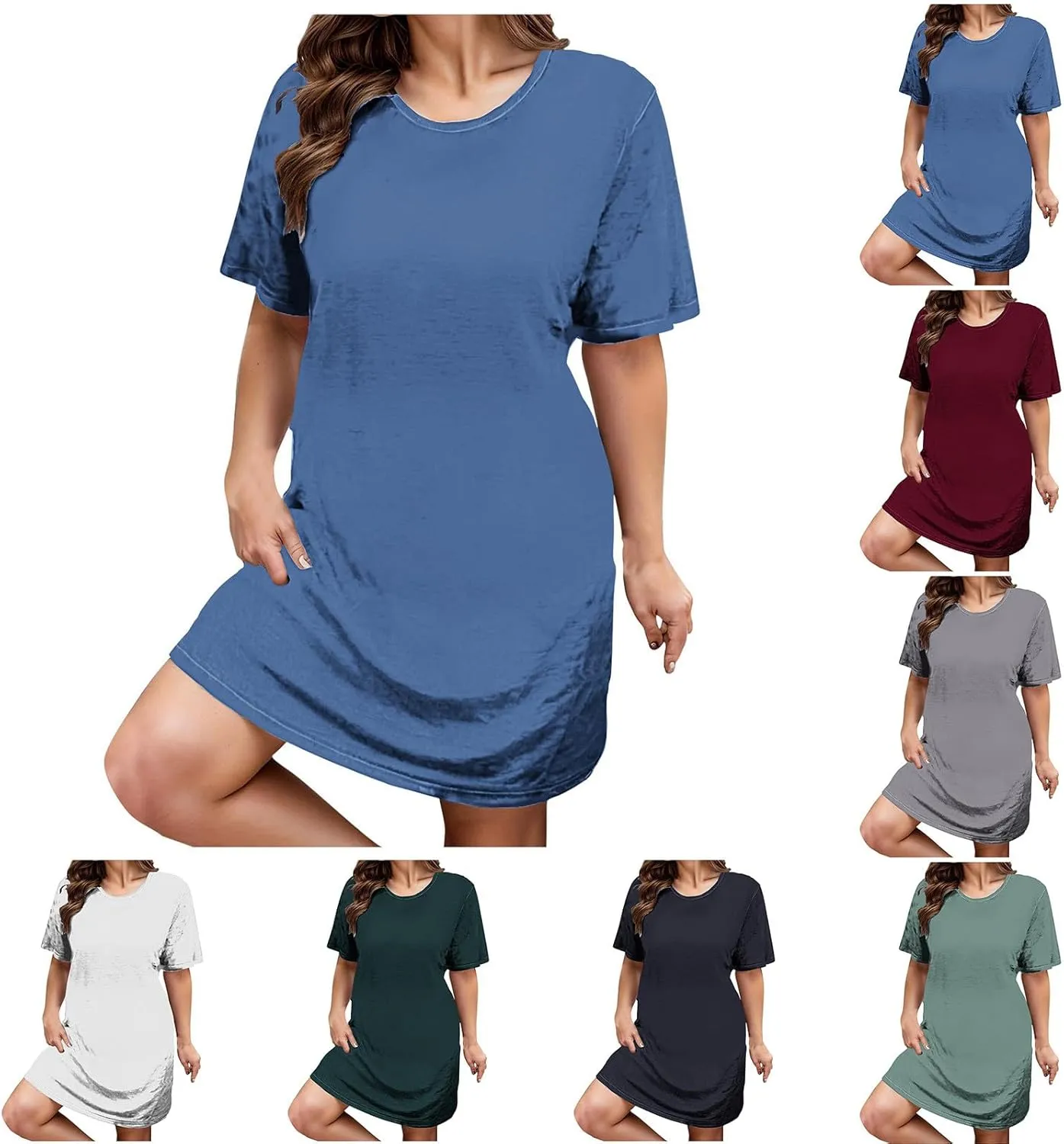 Dresses for Women 2025,Short Sleeve Crewneck Casual Spring Dress Trendy Loose Summer Dress Flowy Short Shift Dress