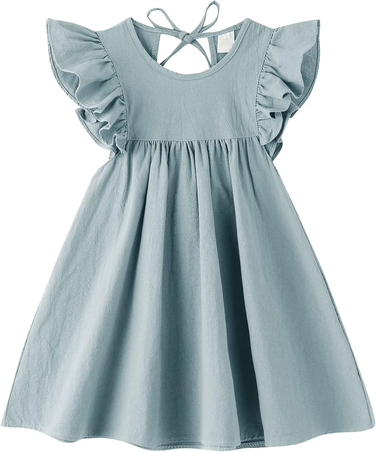 Dutebare Toddler Baby Girl Dress Cotton Linen Ruffle Halter Sleeveless Dresses Kids Summer Sundress