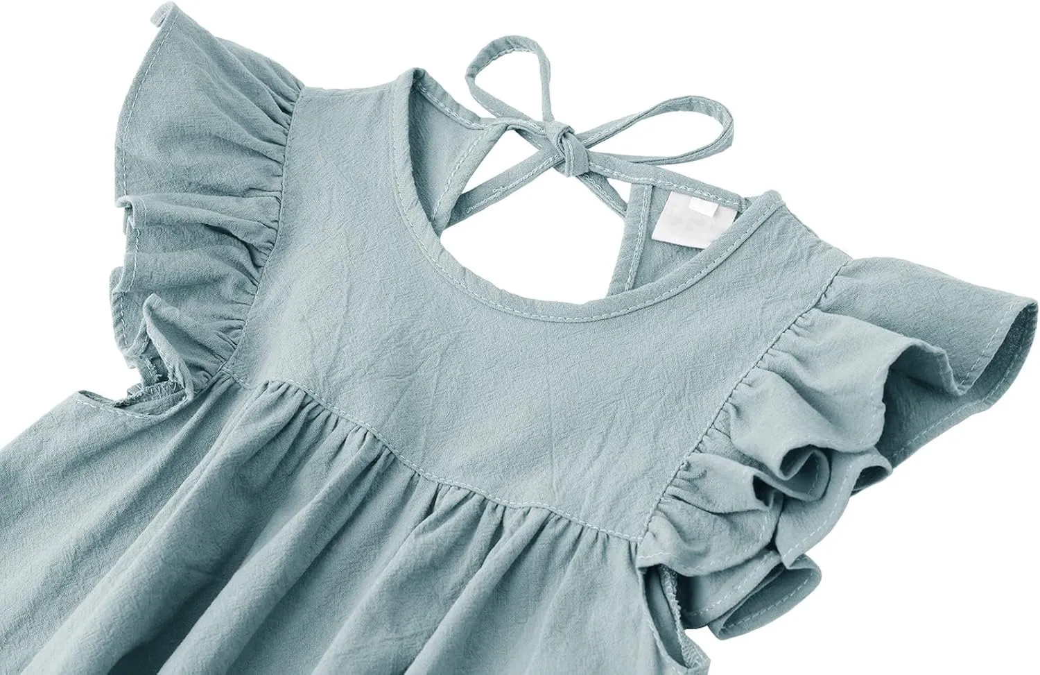 Dutebare Toddler Baby Girl Dress Cotton Linen Ruffle Halter Sleeveless Dresses Kids Summer Sundress