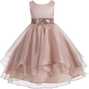 ekidsbridal Asymmetric Ruffled Organza Sequin Flower Girl Dress Toddler Girl Dresses
