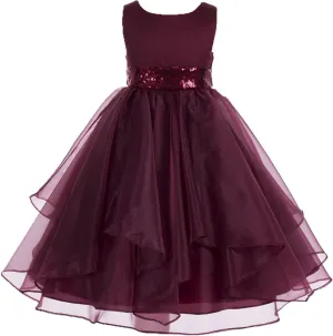 ekidsbridal Asymmetric Ruffled Organza Sequin Flower Girl Dress Toddler Girl Dresses