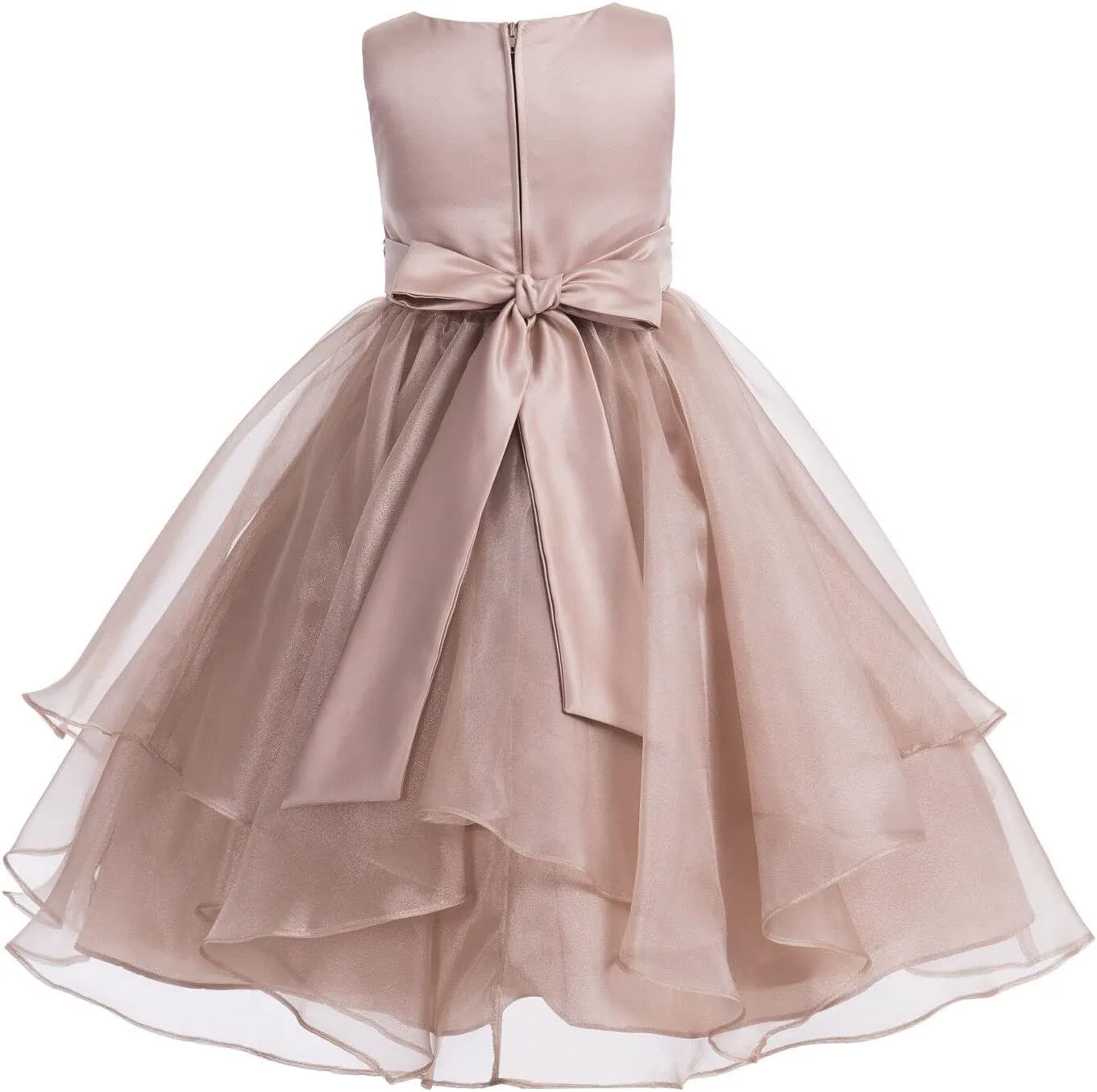 ekidsbridal Asymmetric Ruffled Organza Sequin Flower Girl Dress Toddler Girl Dresses