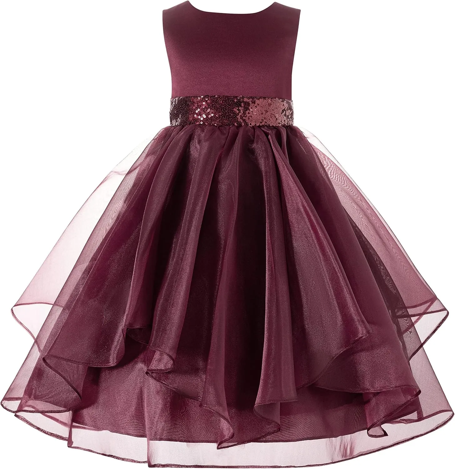 ekidsbridal Asymmetric Ruffled Organza Sequin Flower Girl Dress Toddler Girl Dresses