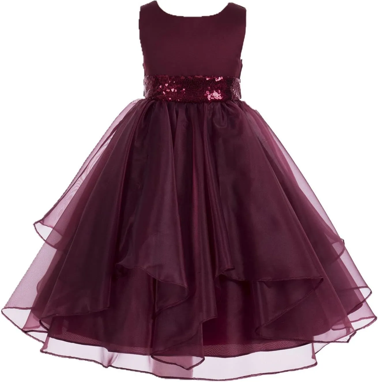 ekidsbridal Asymmetric Ruffled Organza Sequin Flower Girl Dress Toddler Girl Dresses