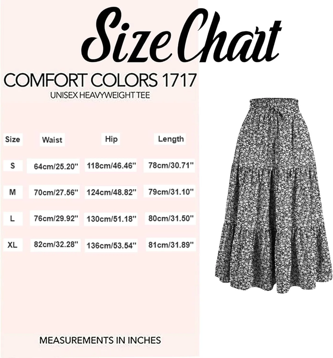 Elastic High Waist Flowy Long Skirts Women Boho Floral Tiered Pleated Summer Casual Beach Maxi Skirt