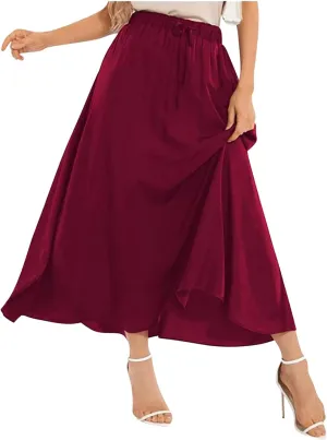 Fall Skirts for Women Elegant Polka Dot Swing Skirts Elastic High Waist Ruffle Pleated Skirt Trendy Plain Skirts
