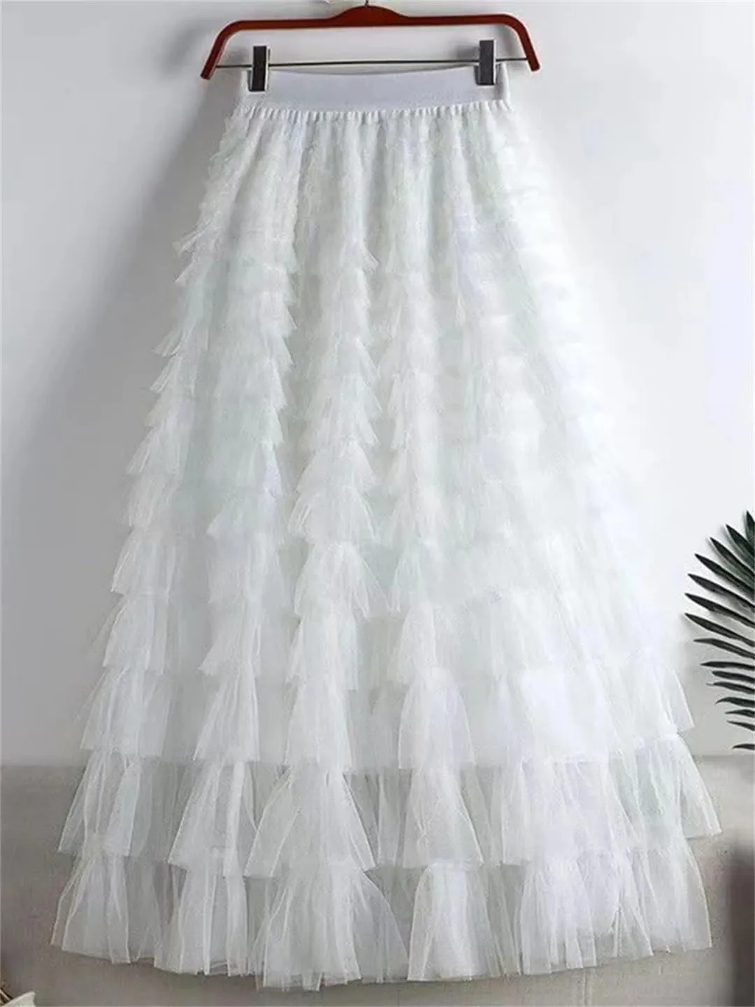 Fashion Mesh Skirt Women High Waist A-Line Gauze Spliced Solid Color Loose Skirts