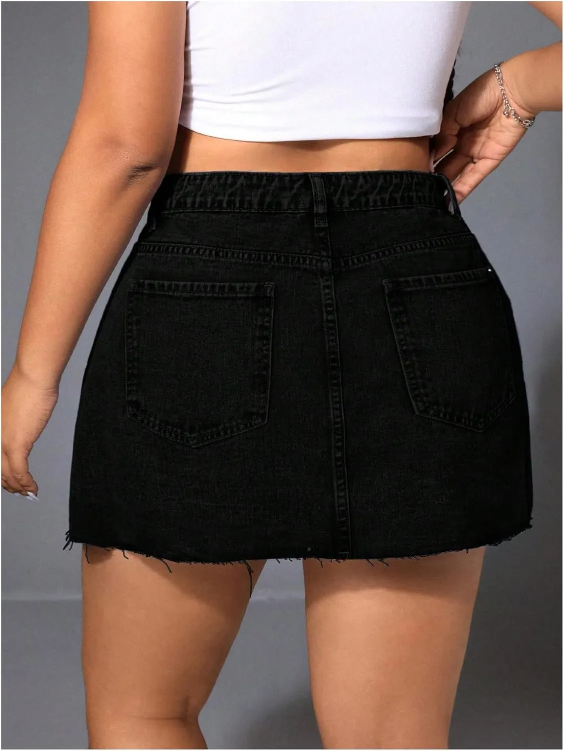 Floerns Women's Plus Size Mini Denim Skirts High Waist A Line Jeans Skirts