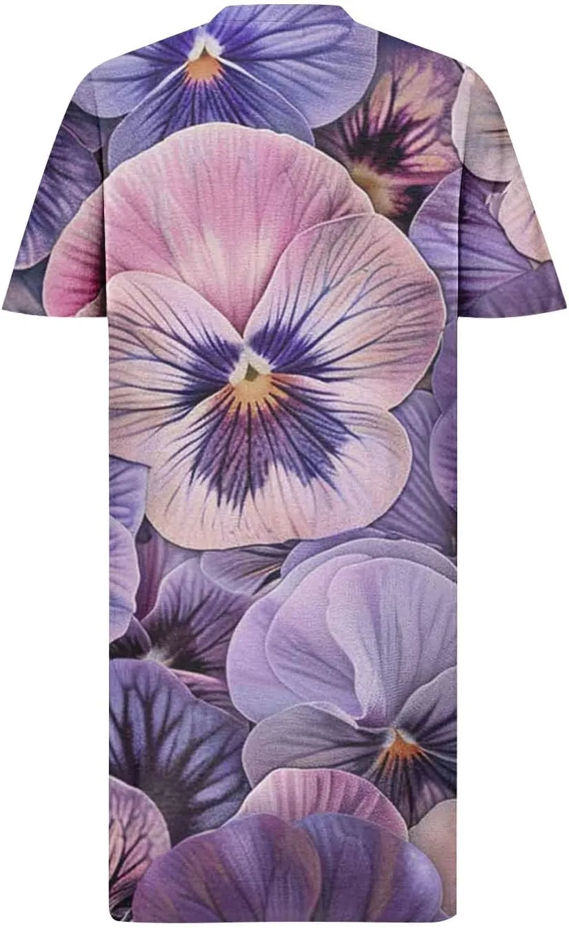 Floral Dress for Women Short Sleeve V Neck Casual Dress Plus Size Summer Dress Shift Spring Midi Dress Spring Dress