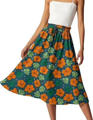Floral Maxi Skirt for Women High Waist A-Line Bohemian Long Skirt Summer Style