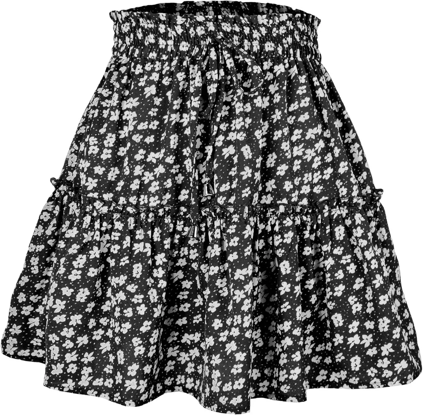 Floral Skirts for Women Summer Casual Elastic High Waisted Pleated Skirt Work Beach Short Skirts 2025 with Drawstring