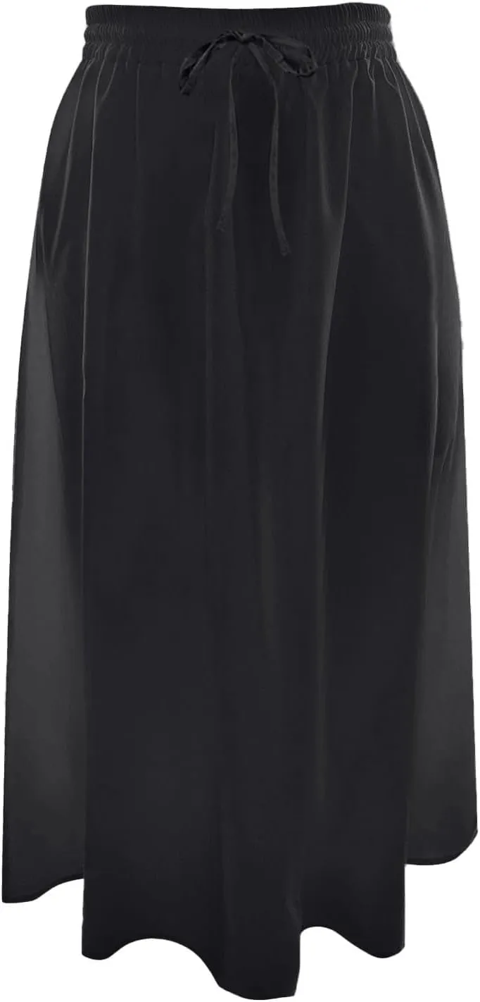 Flowy Skirts for Women Midi Length Tie Knot Boho Casual Beach High Waisted Pleated Swing Long Skirt with Pockets