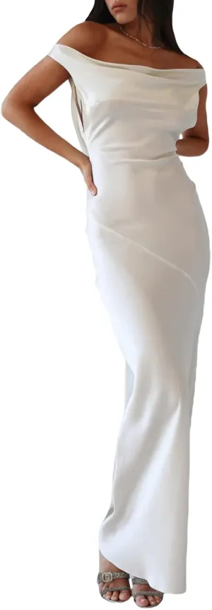 FULA-bao Women Sleeveless Slip Bodycon Maxi Dress Spaghetti Strap Satin Elegant Evening Party Long Dresses Sexy Y2K Clubwear