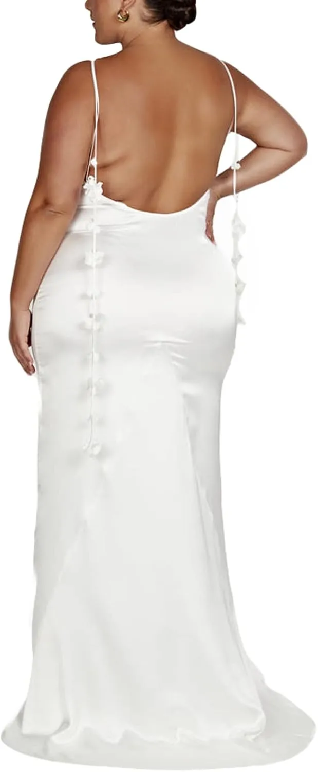 FULA-bao Women Sleeveless Slip Bodycon Maxi Dress Spaghetti Strap Satin Elegant Evening Party Long Dresses Sexy Y2K Clubwear