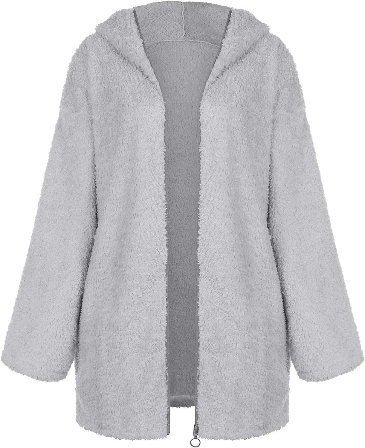 Fuzzy Fleece Jacket Women Full Zip Up Hooded Winter Coats Sherpa Lined Fluffy Hoodie Oversized Faux Fur Outerwear