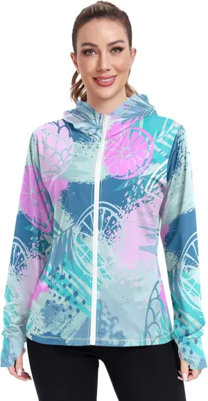 GAIGEO Cute Cow Face Pink Lips Women Jacket Breathable Summer Jackets for Women UPF 50 , with Zip Pockets, S