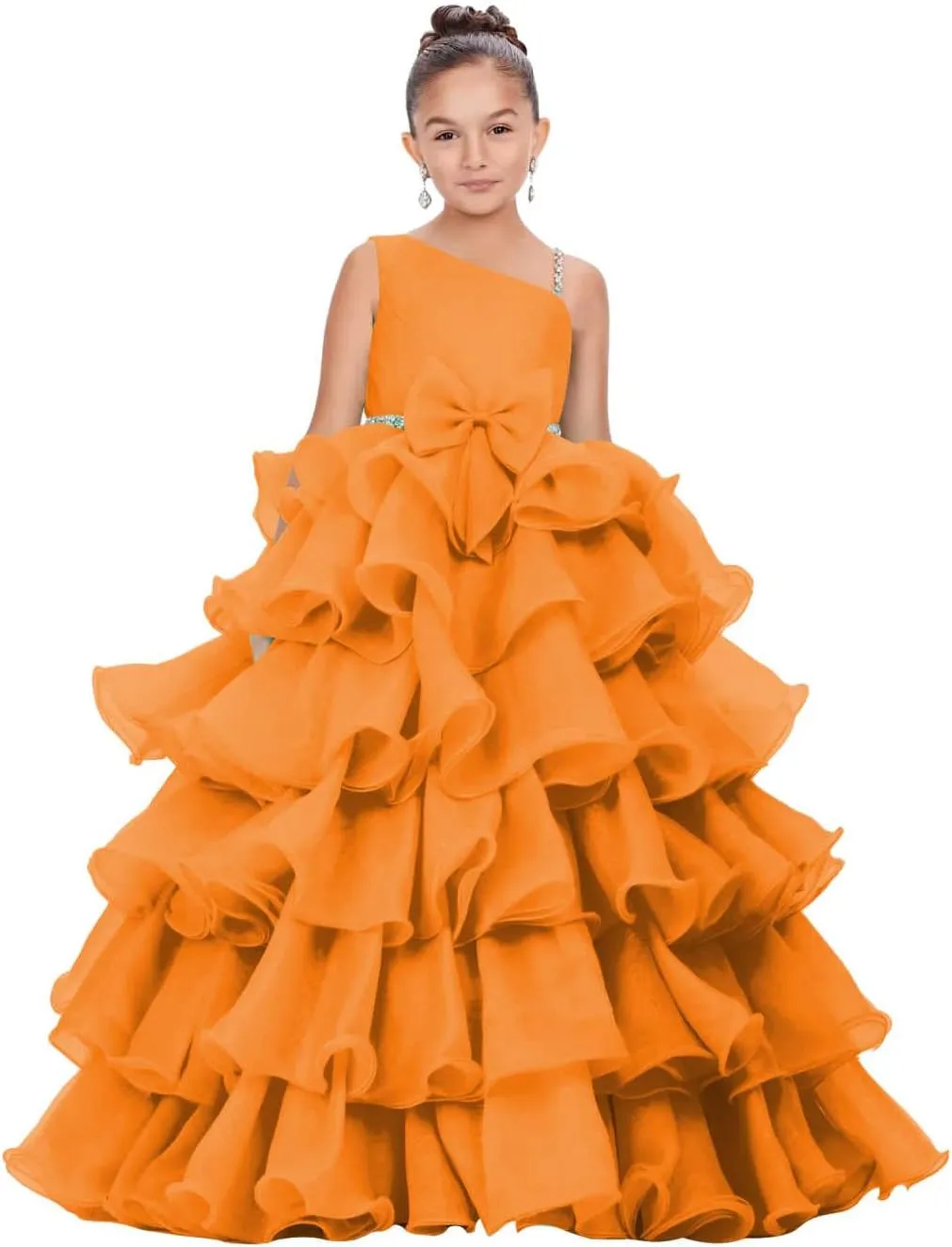 Girls Beaded Miss National Pageant Dresses Ruffled Pleat Rhinestones Kids Children 1st Pageant Dress