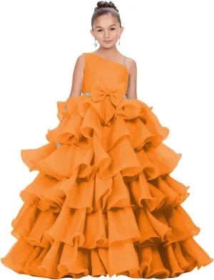 Girls Beaded Miss National Pageant Dresses Ruffled Pleat Rhinestones Kids Children 1st Pageant Dress
