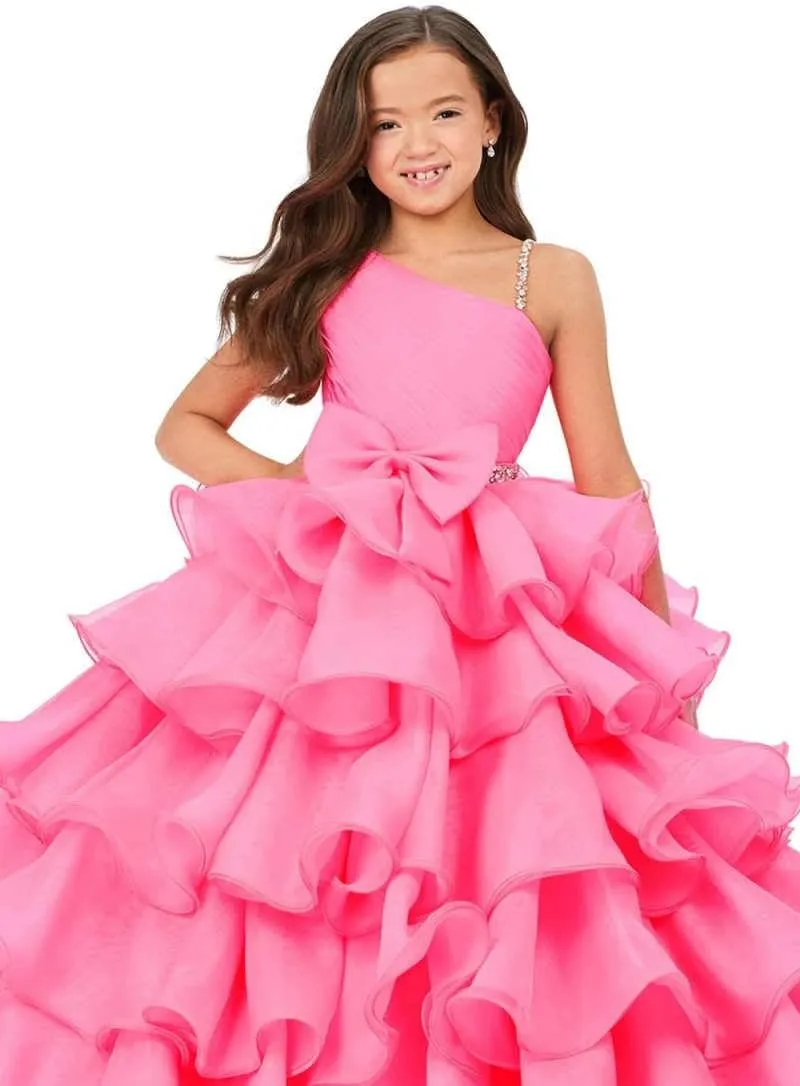Girls Beaded Miss National Pageant Dresses Ruffled Pleat Rhinestones Kids Children 1st Pageant Dress