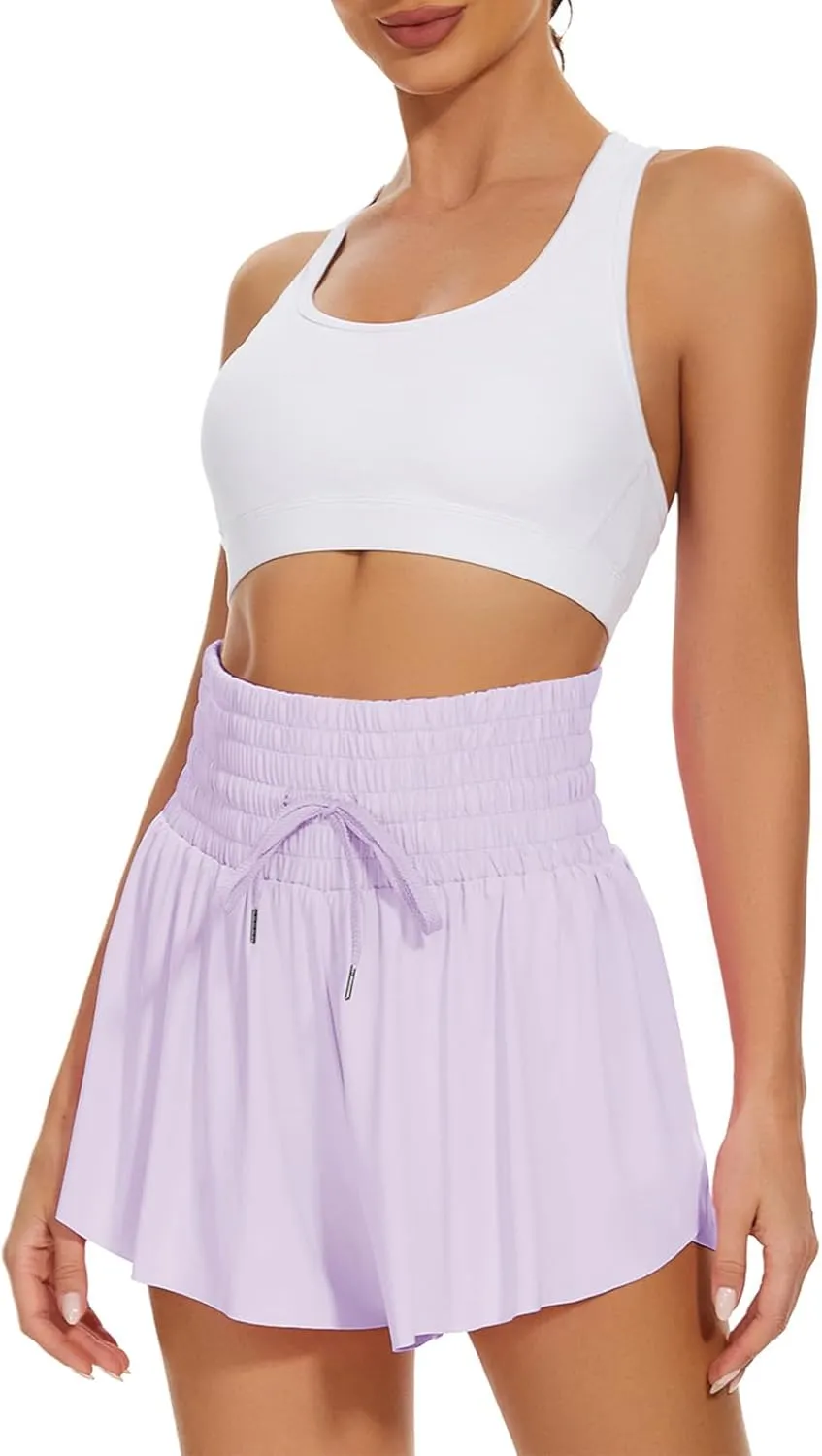 High Waist Butterfly Shorts for Women High Rise Flowy Shorts with Pockets