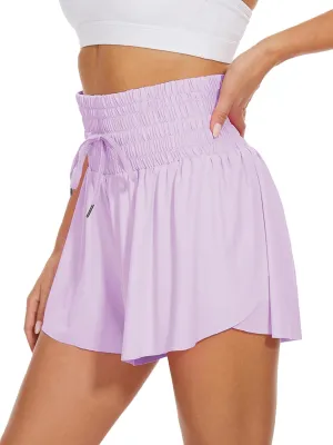 High Waist Butterfly Shorts for Women High Rise Flowy Shorts with Pockets