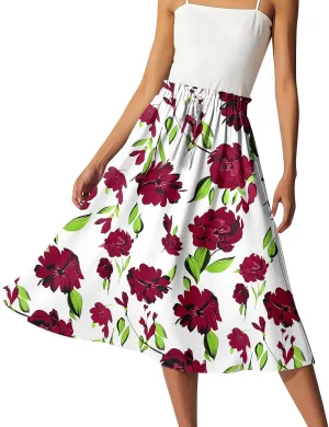 High Waisted Skirts for Women Long Pleated A-Line Flowy Maxi Skirt Bohemian Style