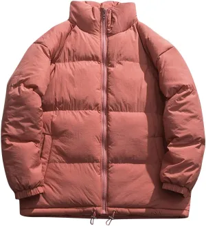 HXHYQKP Jackets for Men Men's Puffer Jacket Warm Thick Padded Winter Coat Long Sleeve Zip Up Puffy Quilted Down Jackets