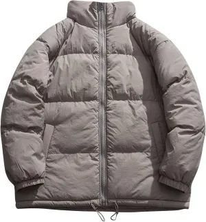 HXHYQKP Jackets for Men Men's Puffer Jacket Warm Thick Padded Winter Coat Long Sleeve Zip Up Puffy Quilted Down Jackets