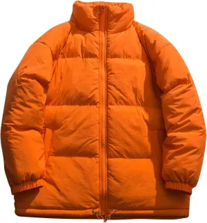 HXHYQKP Jackets for Men Men's Puffer Jacket Warm Thick Padded Winter Coat Long Sleeve Zip Up Puffy Quilted Down Jackets