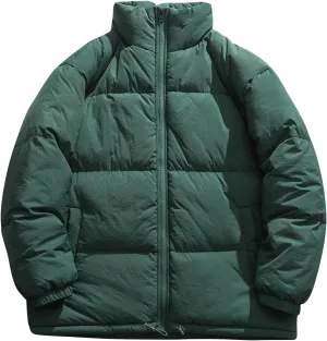 HXHYQKP Jackets for Men Men's Puffer Jacket Warm Thick Padded Winter Coat Long Sleeve Zip Up Puffy Quilted Down Jackets