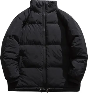 HXHYQKP Jackets for Men Men's Puffer Jacket Warm Thick Padded Winter Coat Long Sleeve Zip Up Puffy Quilted Down Jackets