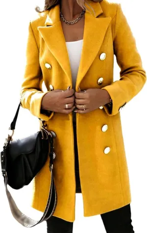 IDEALSANXUN Womens Fall Winter Double Breasted Wool Trench Coat Jackets