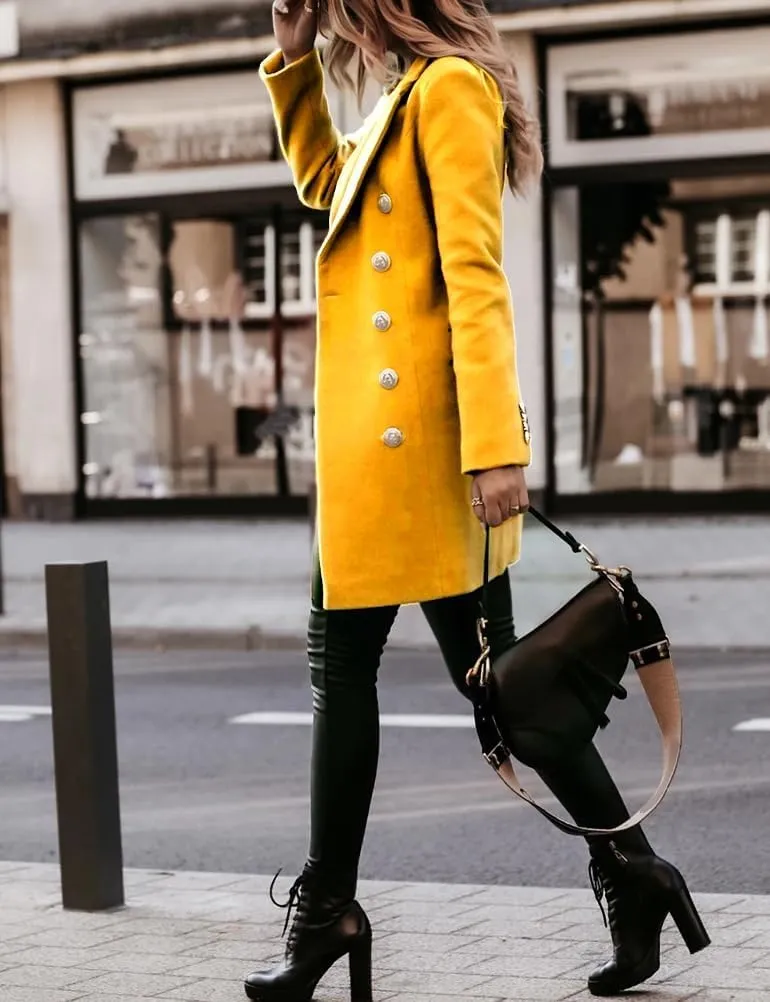 IDEALSANXUN Womens Fall Winter Double Breasted Wool Trench Coat Jackets