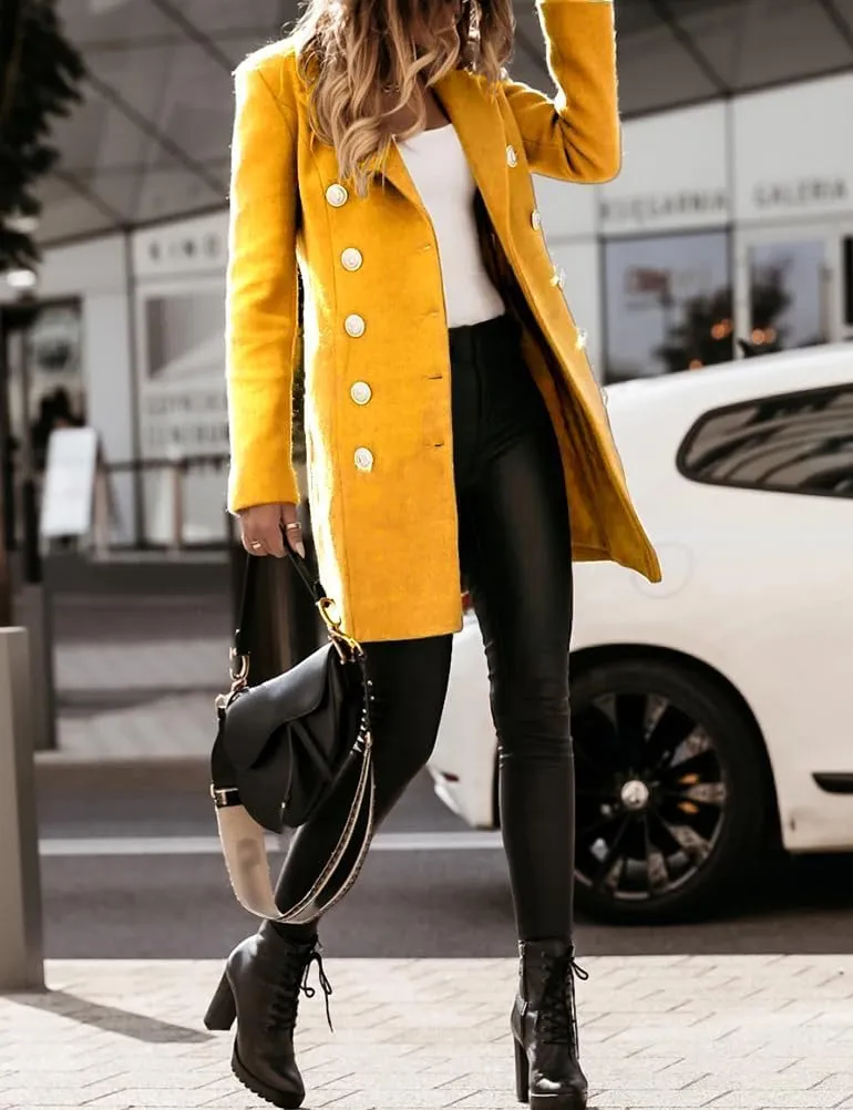IDEALSANXUN Womens Fall Winter Double Breasted Wool Trench Coat Jackets