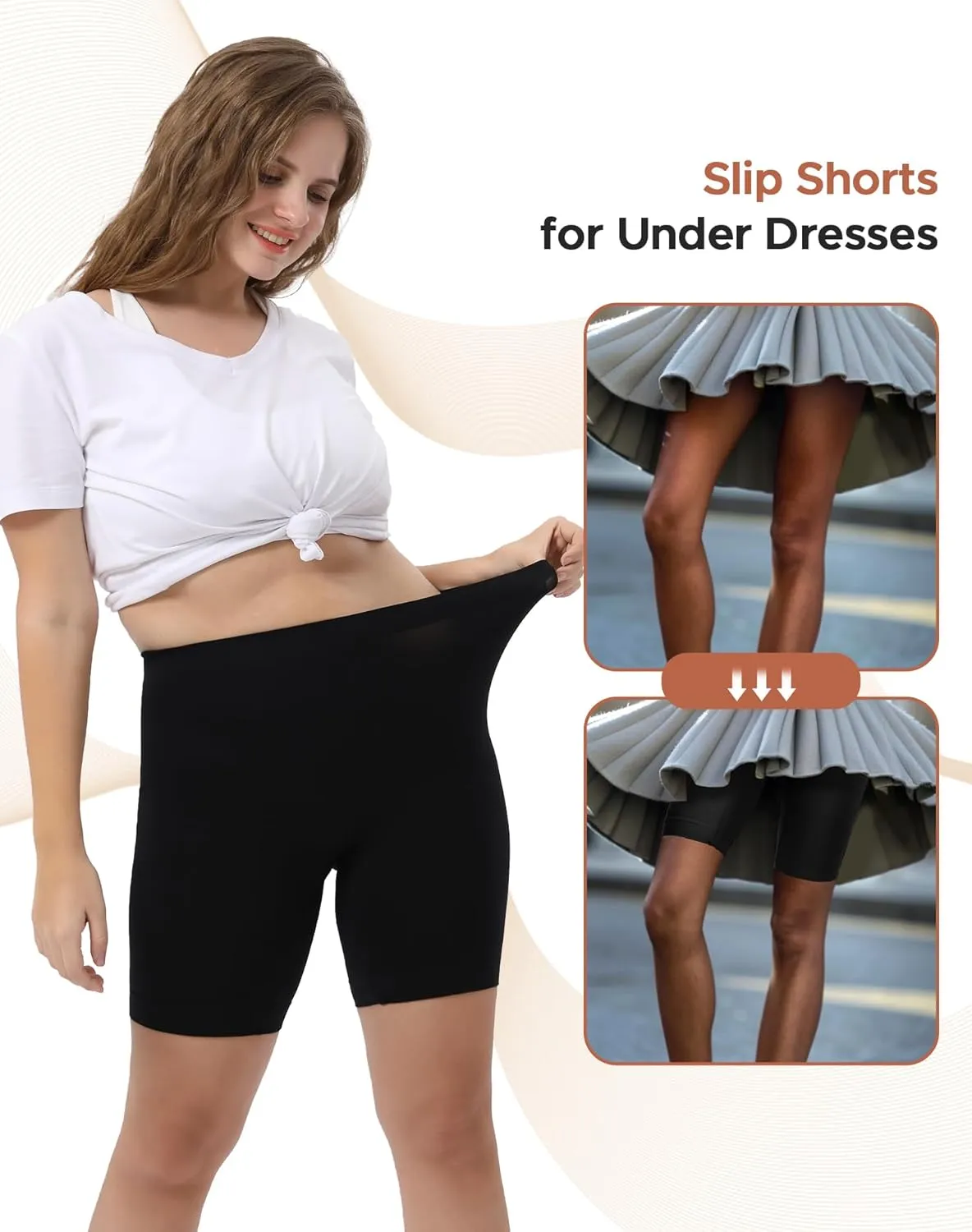 INNERSY Women's Slip Shorts for Under Dresses High Waisted Summer Shorts 3-Pack