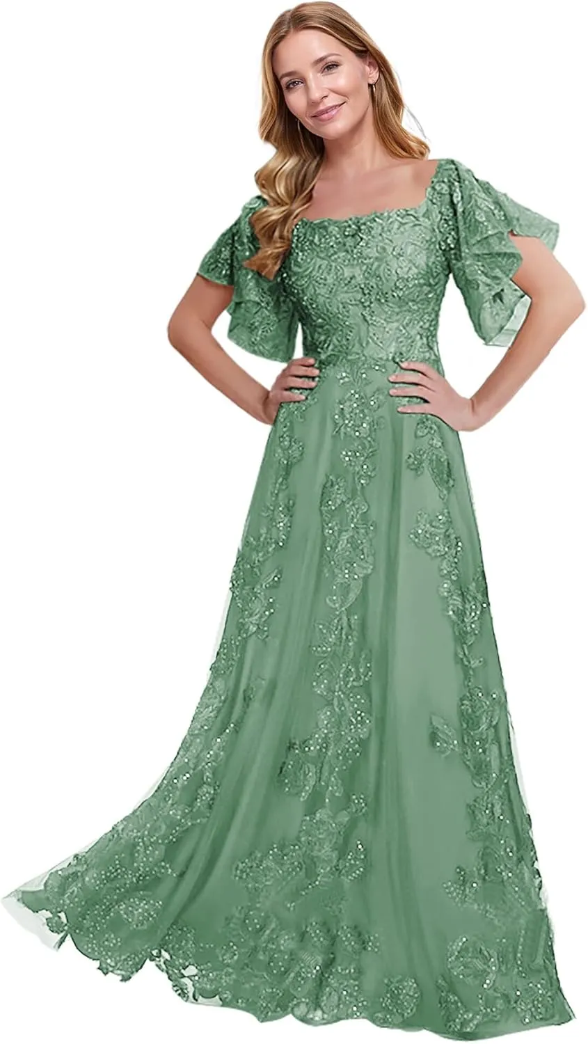 JAEDEN Mother of The Bride Dresses Long 2025 - Lace Mother Dresses for Wedding Sleeves