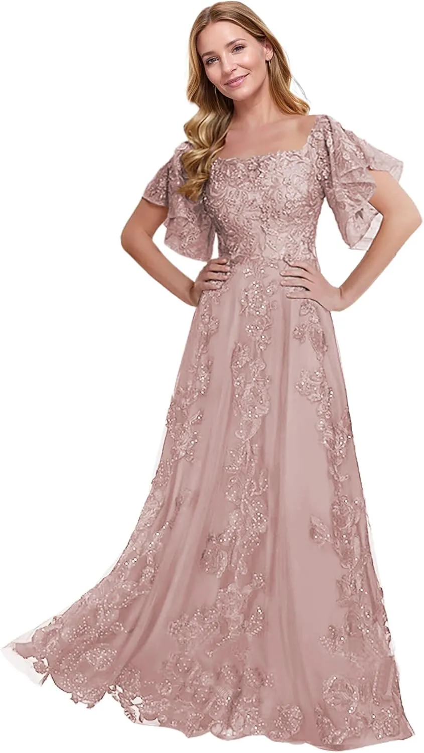 JAEDEN Mother of The Bride Dresses Long 2025 - Lace Mother Dresses for Wedding Sleeves