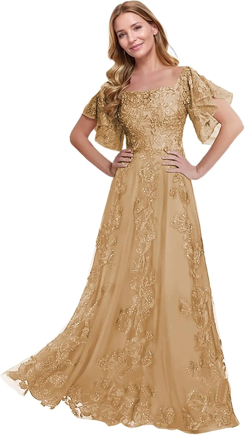 JAEDEN Mother of The Bride Dresses Long 2025 - Lace Mother Dresses for Wedding Sleeves