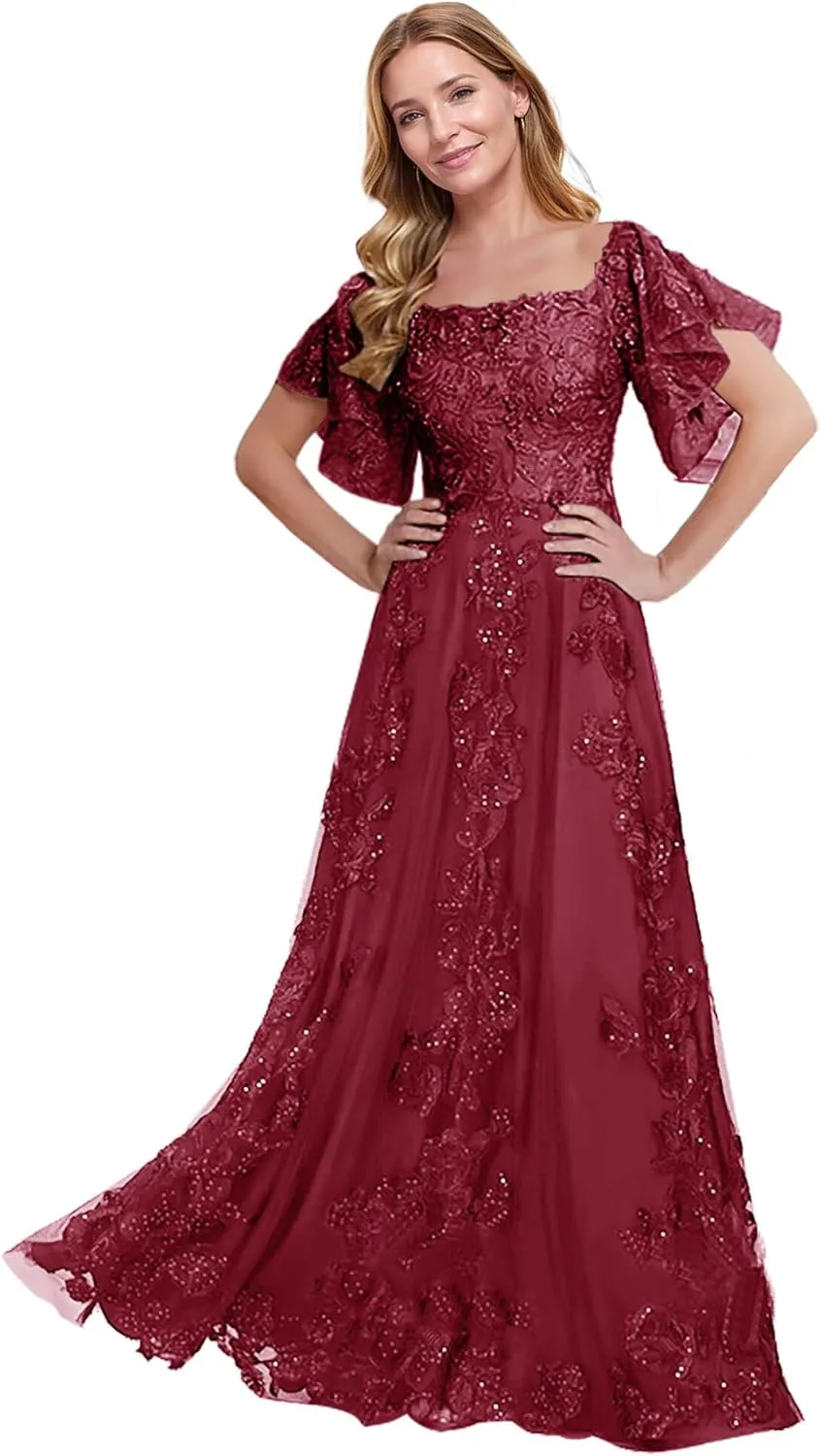 JAEDEN Mother of The Bride Dresses Long 2025 - Lace Mother Dresses for Wedding Sleeves