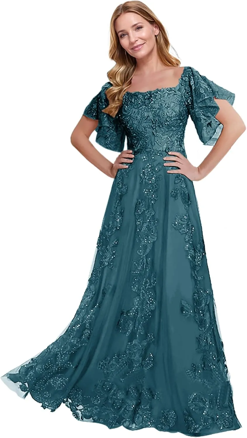 JAEDEN Mother of The Bride Dresses Long 2025 - Lace Mother Dresses for Wedding Sleeves