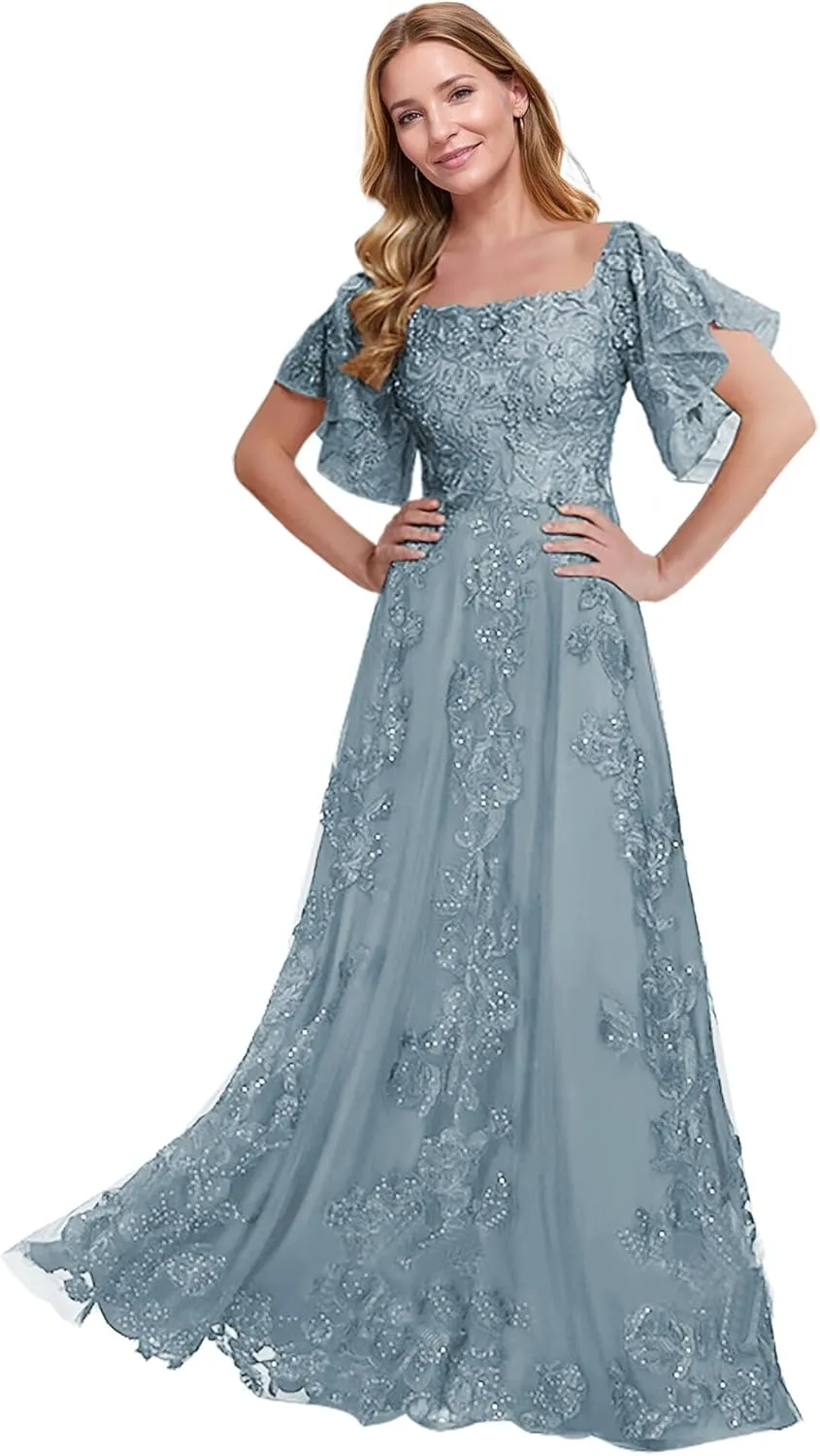 JAEDEN Mother of The Bride Dresses Long 2025 - Lace Mother Dresses for Wedding Sleeves