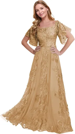JAEDEN Mother of The Bride Dresses Long 2025 - Lace Mother Dresses for Wedding Sleeves