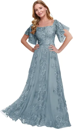 JAEDEN Mother of The Bride Dresses Long 2025 - Lace Mother Dresses for Wedding Sleeves