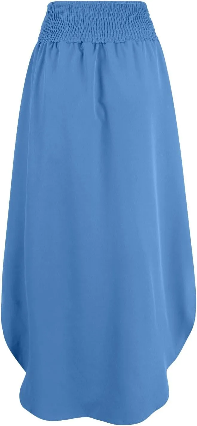 JJHAEVDY Skirts for Women Solid Irregular Hem Maxi Skirt Elastic High Waisted Skirts Loose Casual Fashion Skirts with Pockets