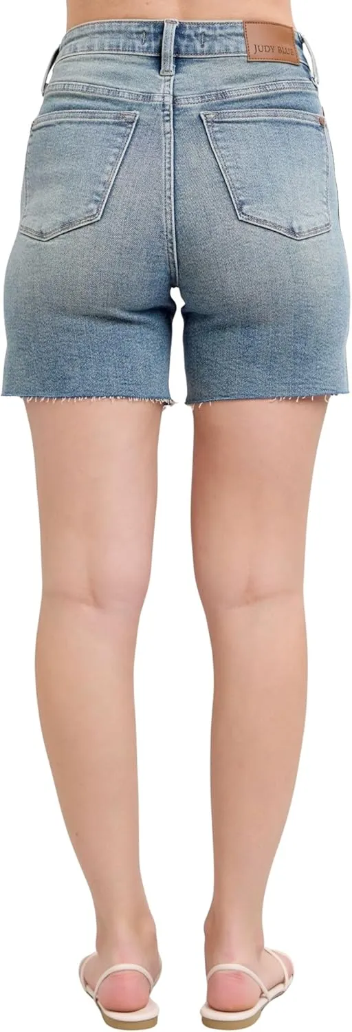 Judy Blue Women's High-Rise Vintage Wash Side Slit Denim Shorts