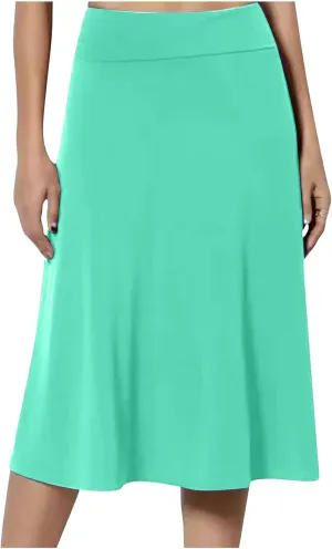 Knee Length A Line Skirt for Women High Waist Flared Swing Skater Skirts Classic Elegant Workwear